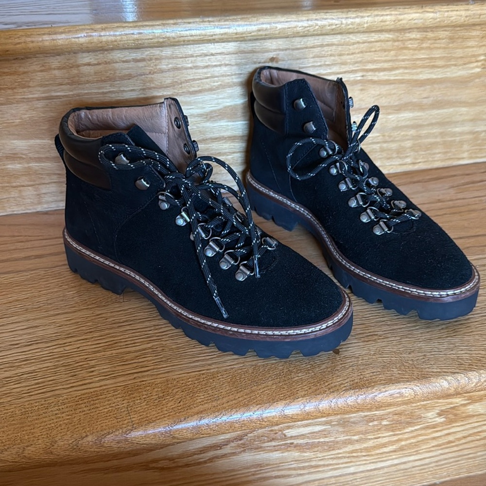 Madewell Citywalk Lugsole Hiker Boot Black Suede/Leather Cloudlift Lace Up 8.5